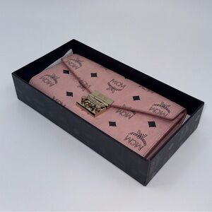 MCM Patricia Crossbody Wallet Visetos Large Soft Pink